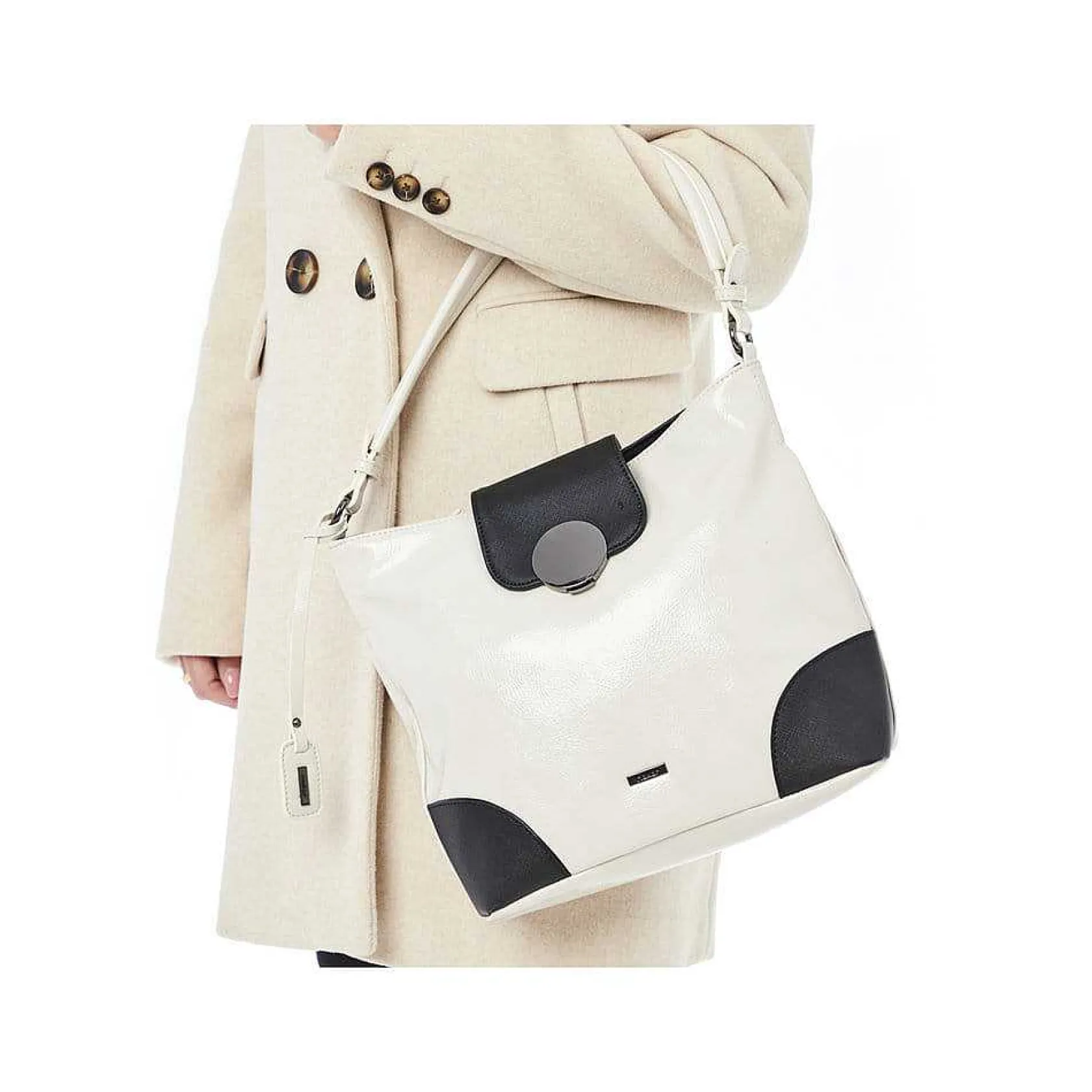 Rieker Bags-| Handbag Cream Beige Metallic