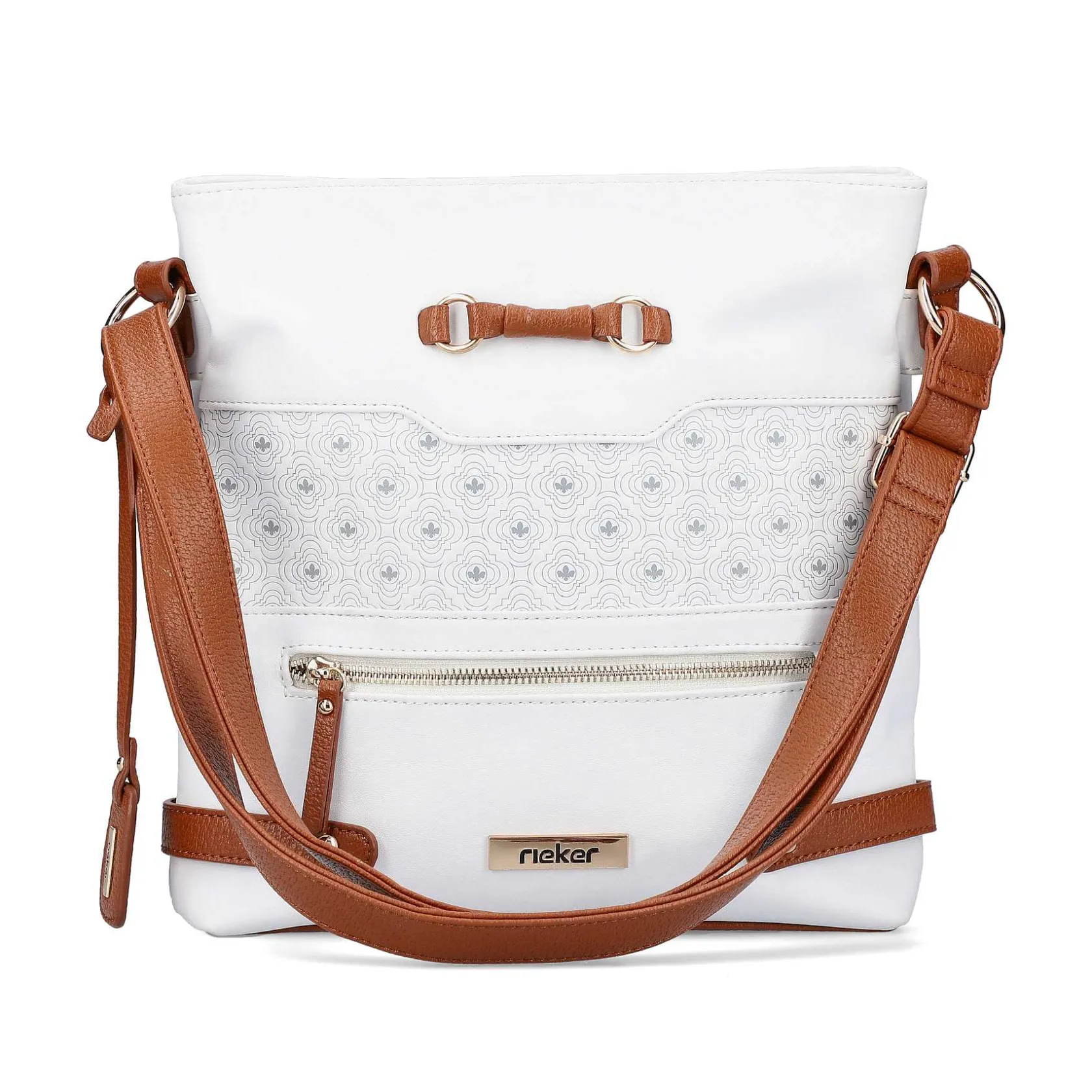 Rieker Bags-| Handbag Pure White-Nut Brown
