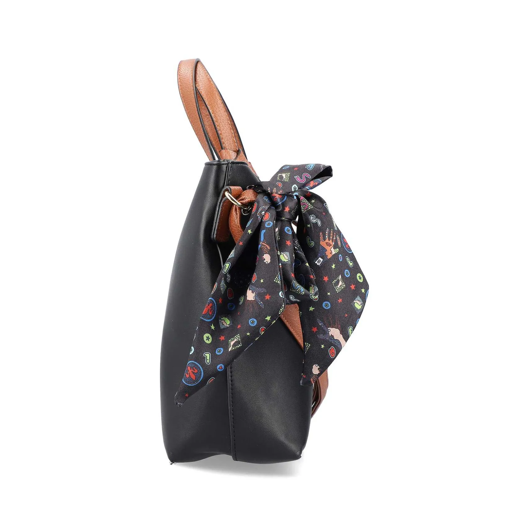 Rieker Bags-| Shopper Jet Black-Nougat Brown