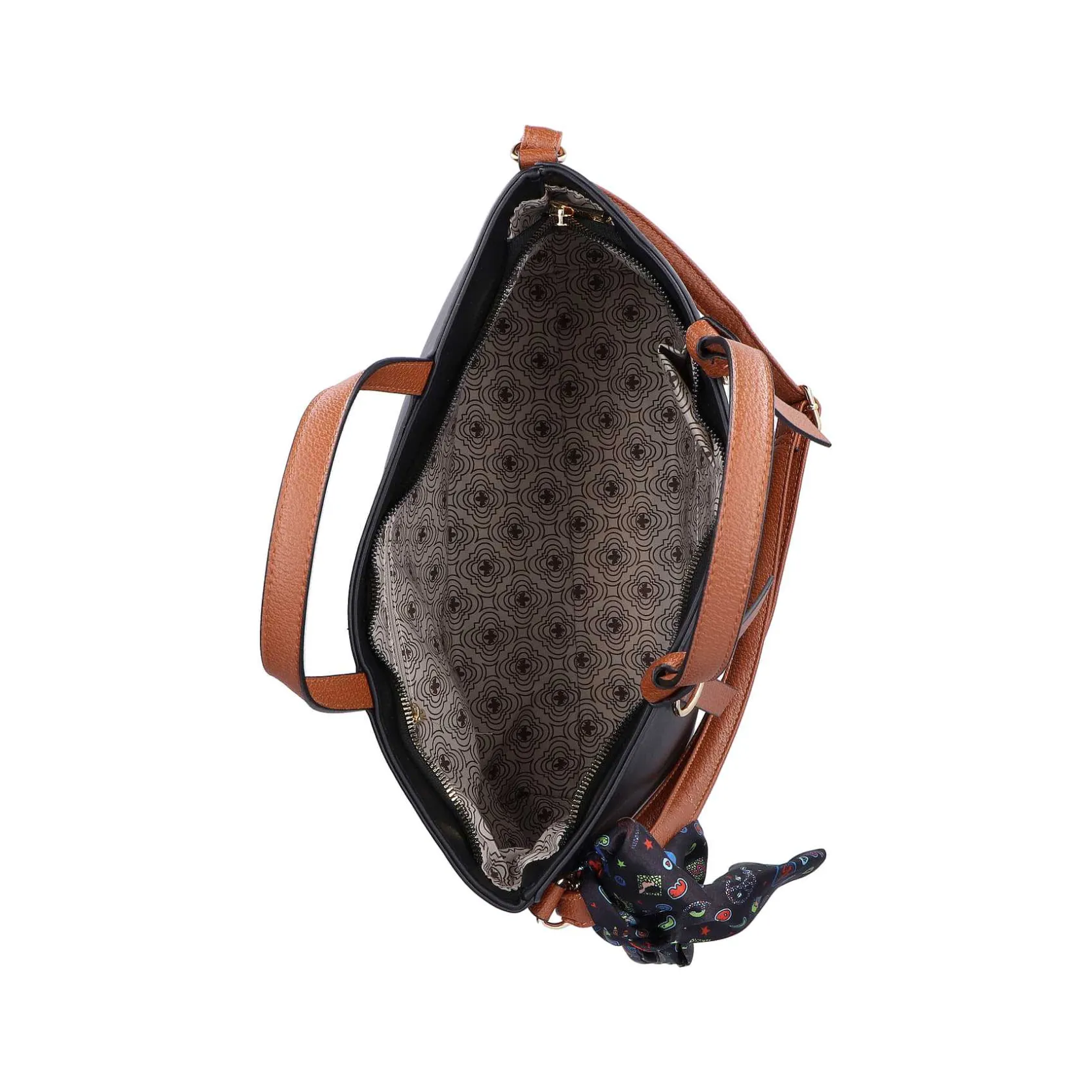 Rieker Bags-| Shopper Jet Black-Nougat Brown