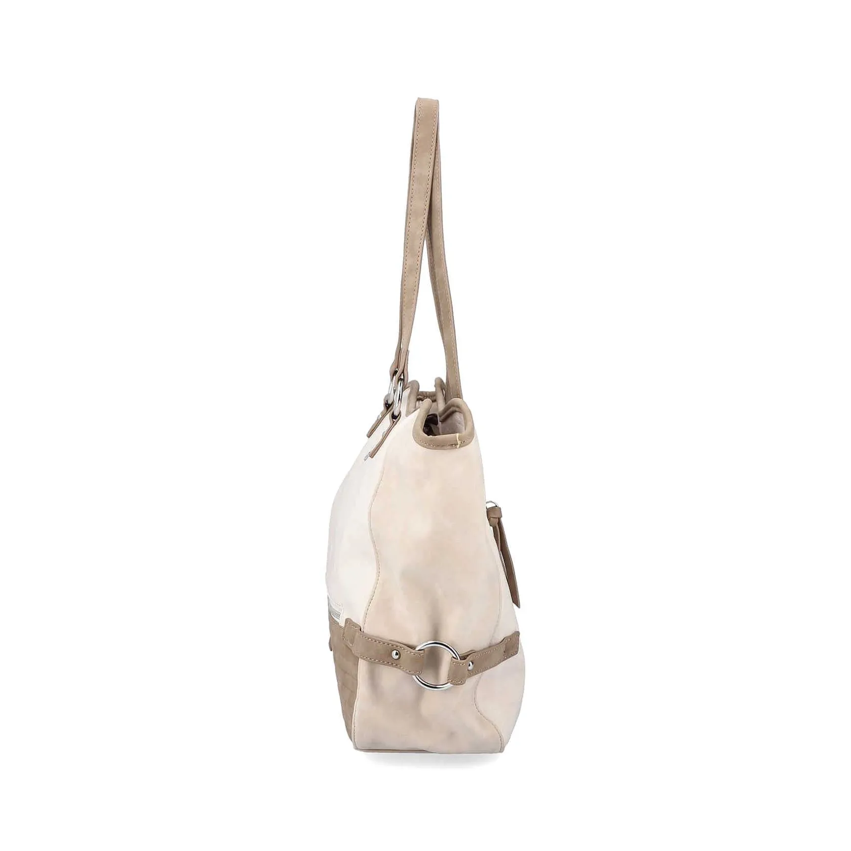 Rieker Bags-| Shopper Pearl White-Nut Brown-Rose