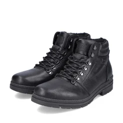 Rieker Boots-Men'S Corded Boots, Glossy Black