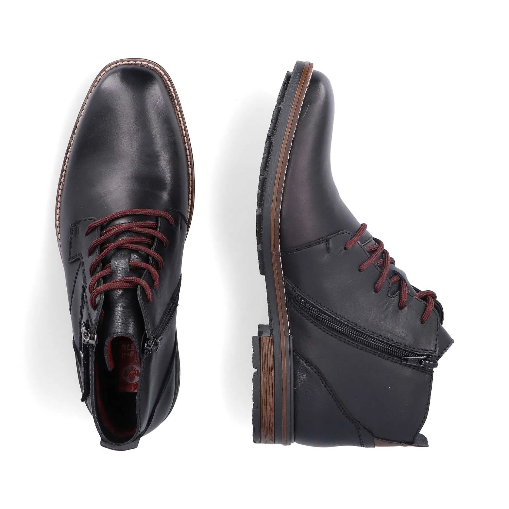 Rieker Boots-Men'S Corded Boots, Glossy Black