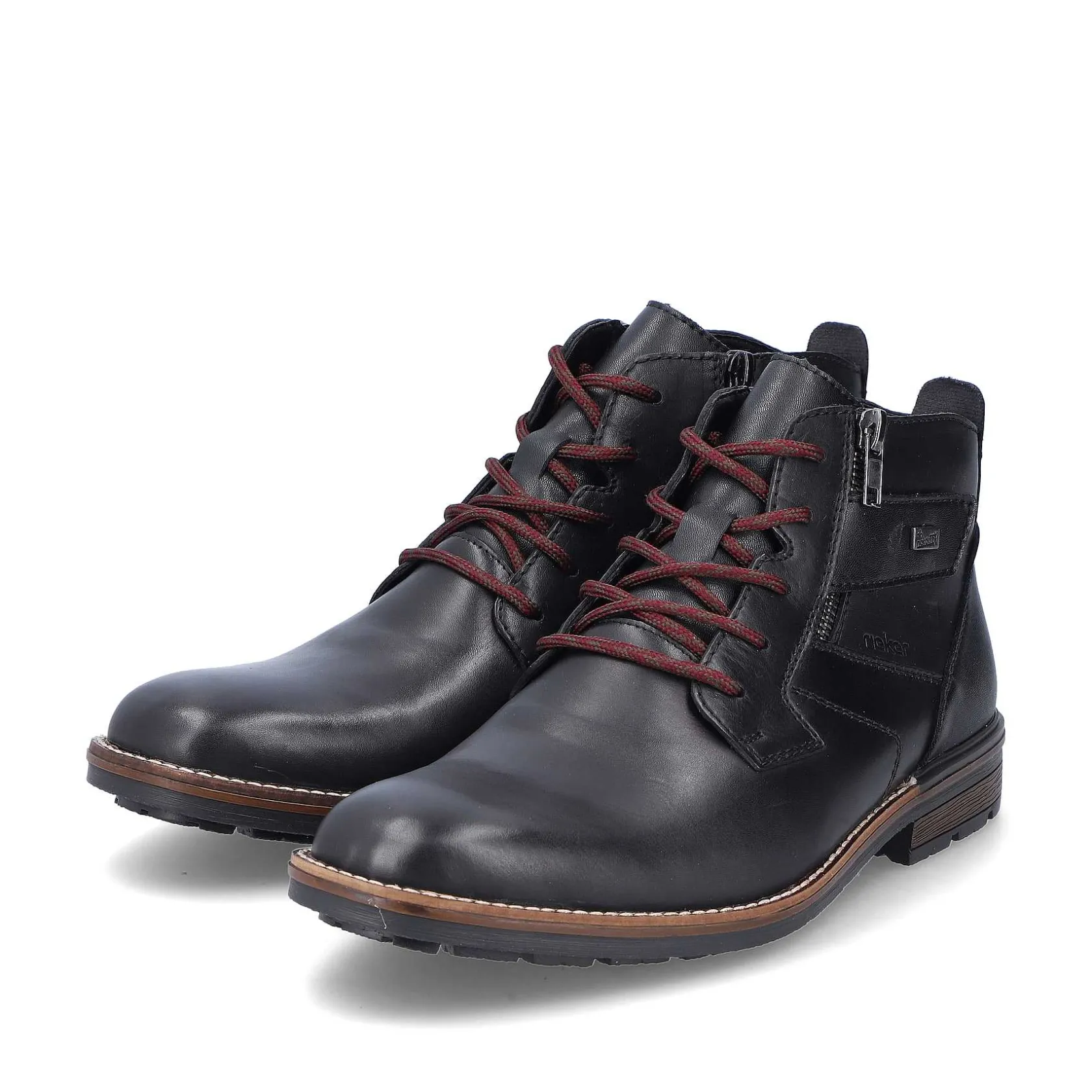 Rieker Boots-Men'S Corded Boots, Glossy Black