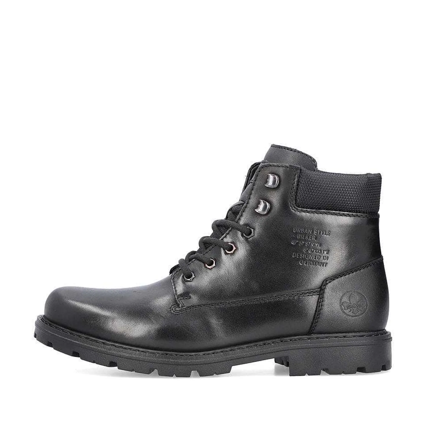Rieker Boots-Men'S Corded Boots, Glossy Black