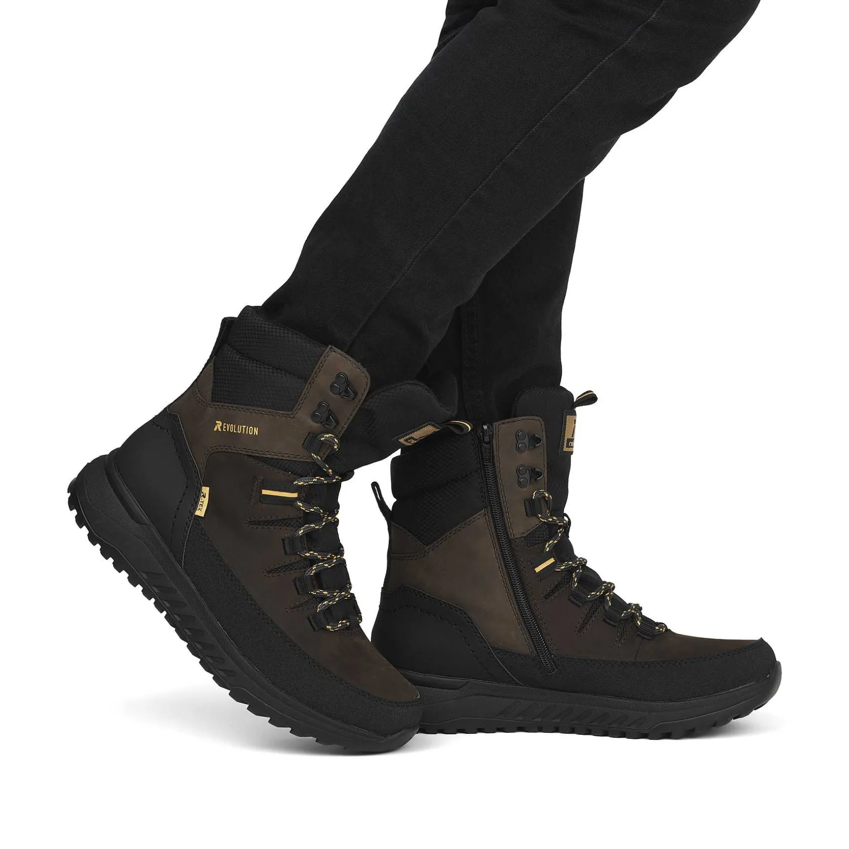 Rieker Boots-Men'S Corded Boots Nut-Brown Deep-Black