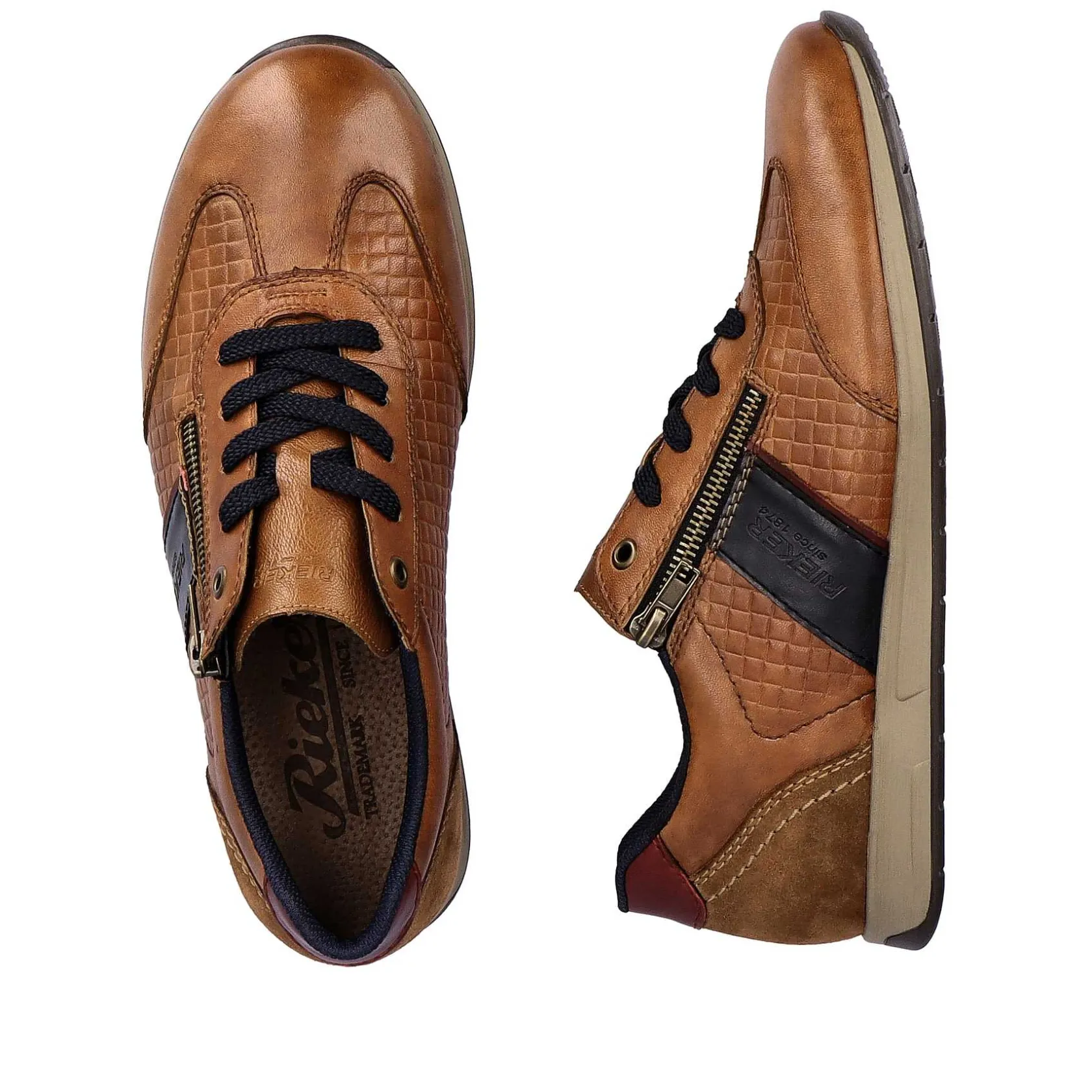 Rieker Low Shoes & Slippers-Men'S Lace-Up Shoes Fox Brown-Black