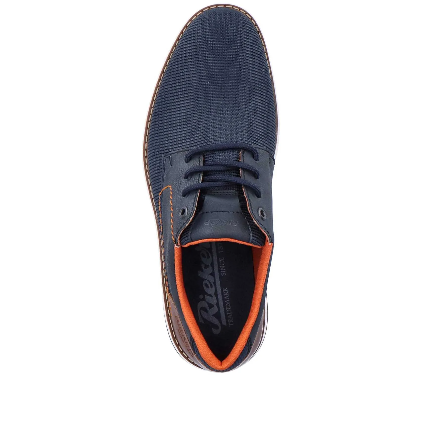 Rieker Business Shoes-Men'S Lace-Up Shoes Navy Blue-Orange