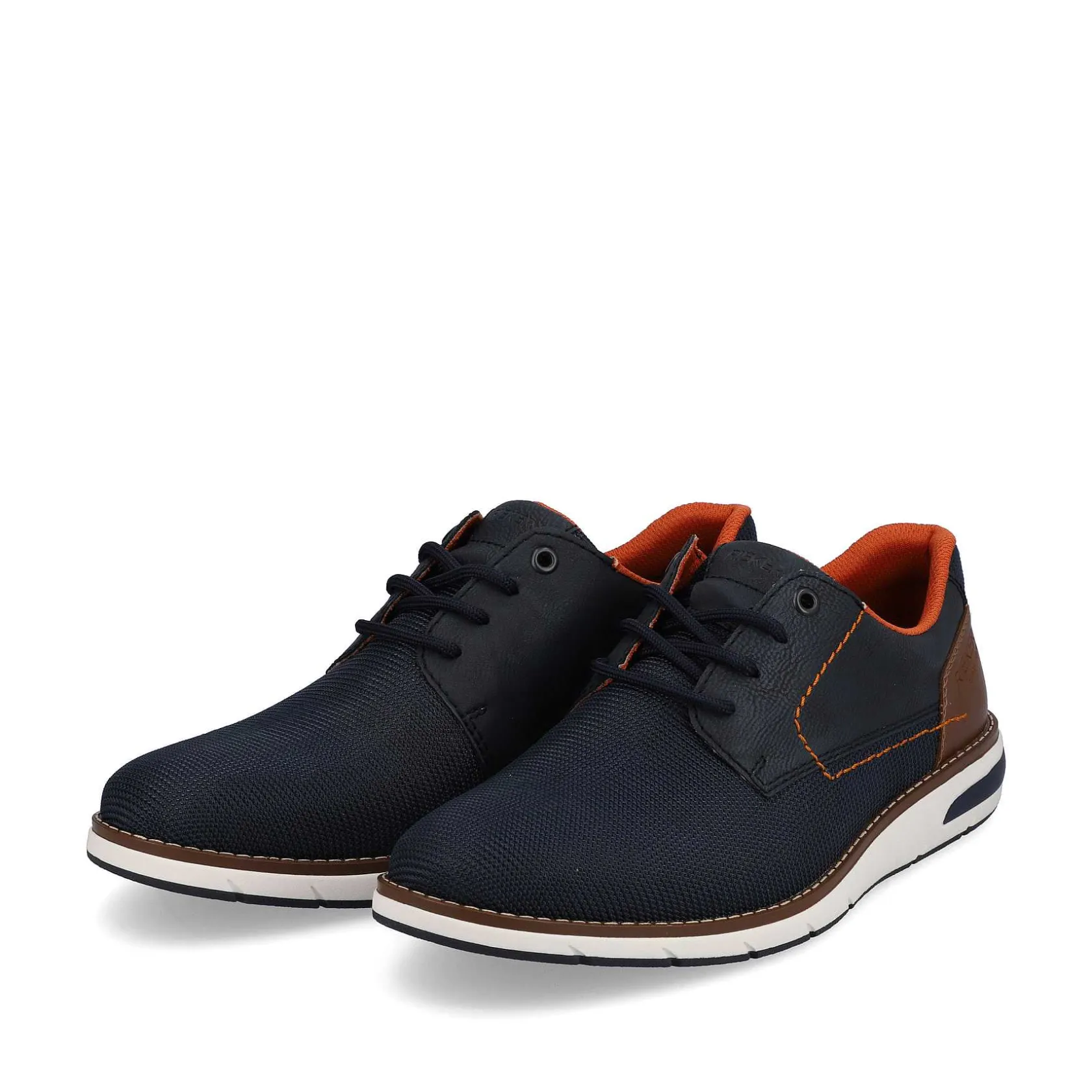 Rieker Business Shoes-Men'S Lace-Up Shoes Navy Blue-Orange