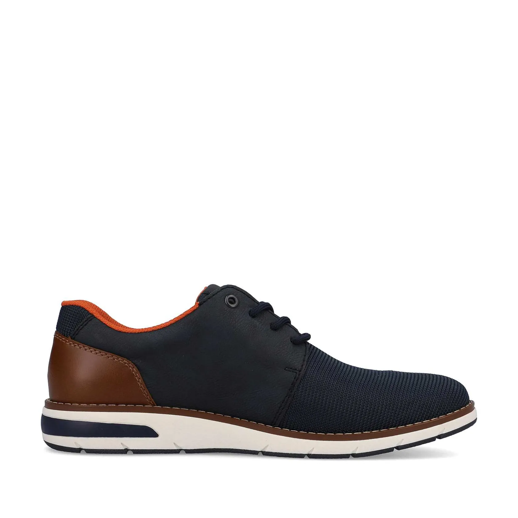 Rieker Business Shoes-Men'S Lace-Up Shoes Navy Blue-Orange