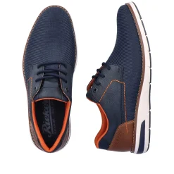 Rieker Business Shoes-Men'S Lace-Up Shoes Navy Blue-Orange