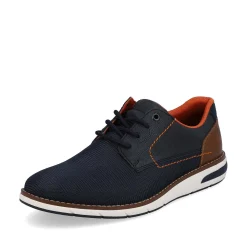 Rieker Business Shoes-Men'S Lace-Up Shoes Navy Blue-Orange
