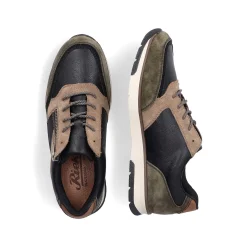 Rieker Sneakers-Men'S Low Sneaker Black-Beige-Green