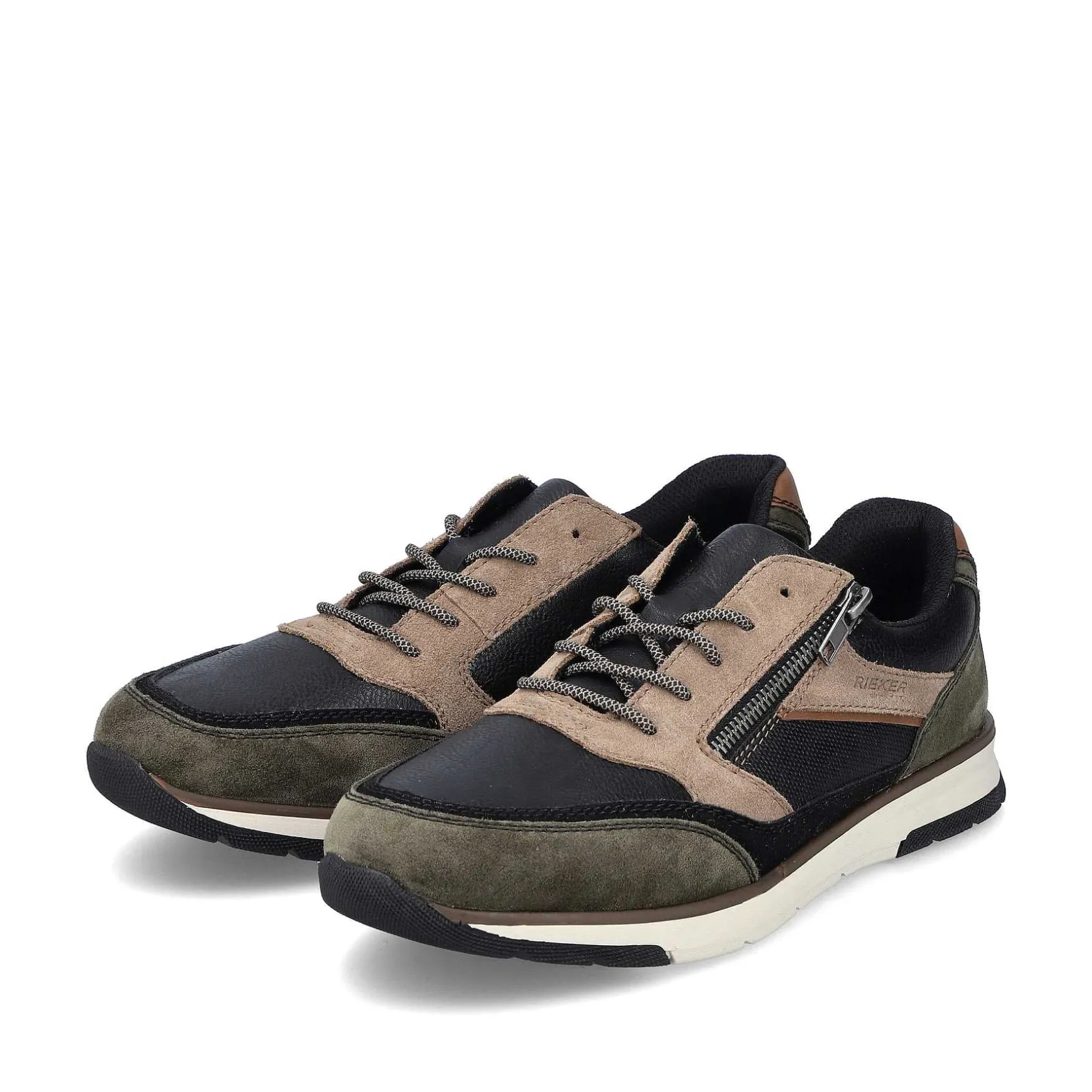 Rieker Sneakers-Men'S Low Sneaker Black-Beige-Green