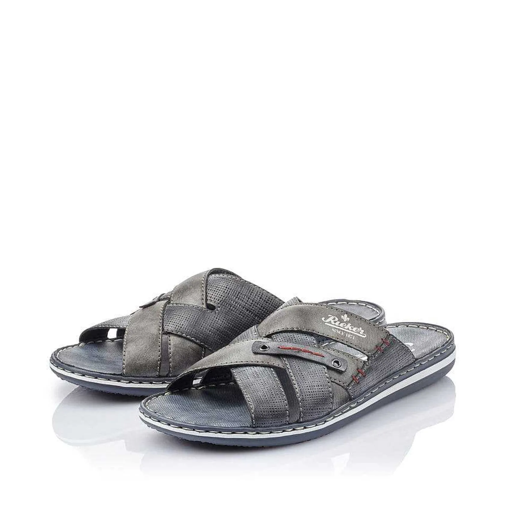 Rieker Summer Shoes-Men'S Mules Blue Gray