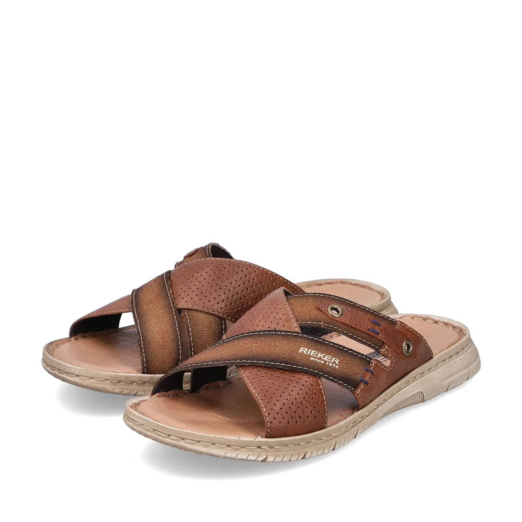 Rieker Summer Shoes-Men'S Mules Chestnut Brown