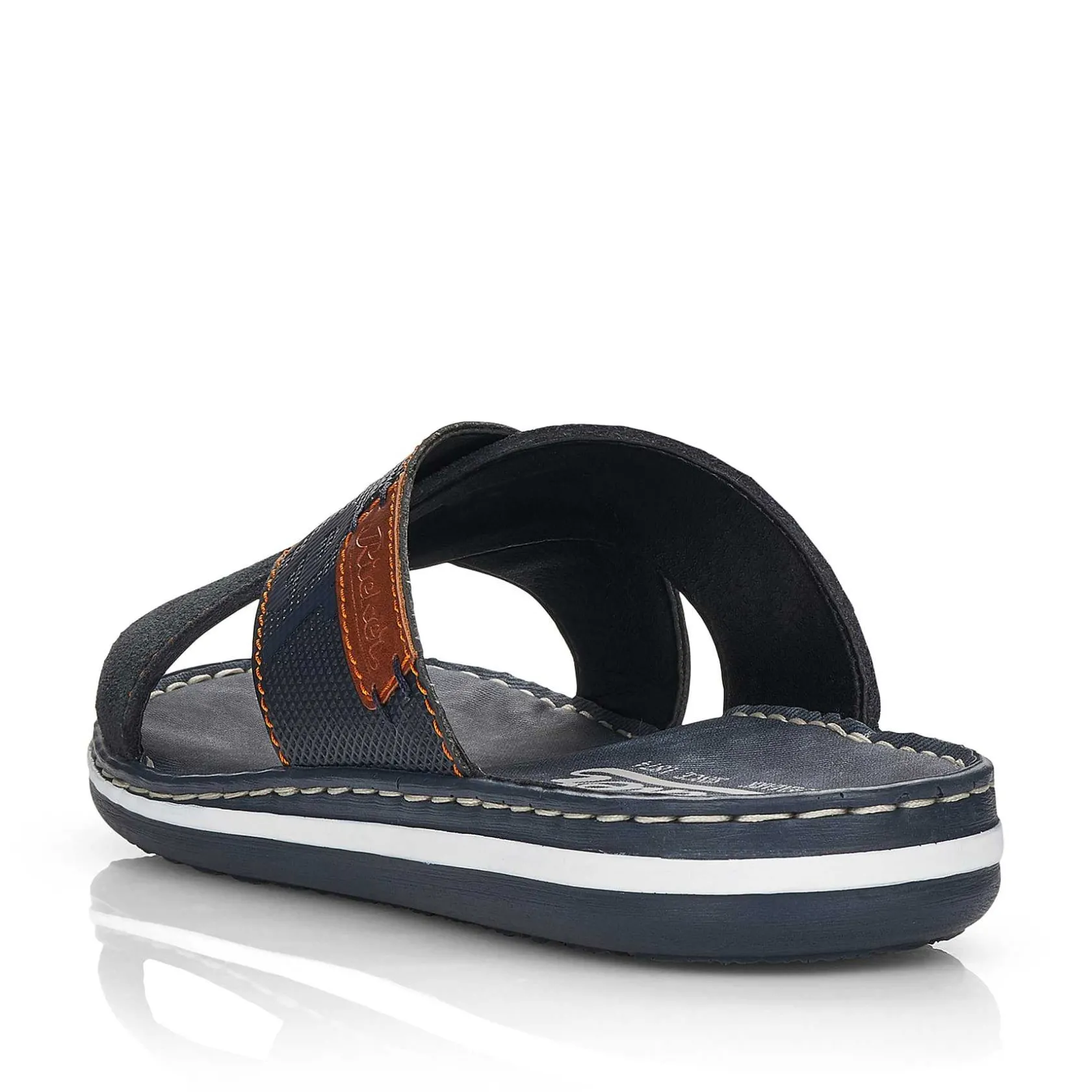 Rieker Summer Shoes-Men'S Mules Ocean Blue-Nut Brown