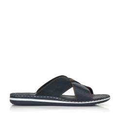 Rieker Summer Shoes-Men'S Mules Ocean Blue-Nut Brown