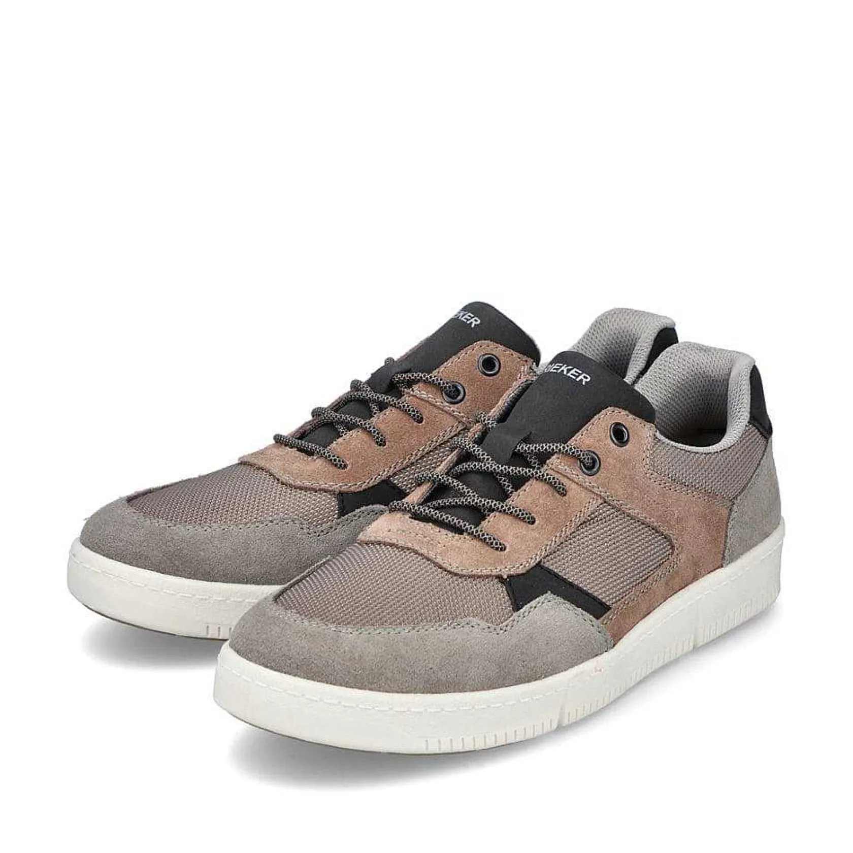 Rieker Business Shoes-Men'S Sneaker Low Platinum Gray-Nut Brown