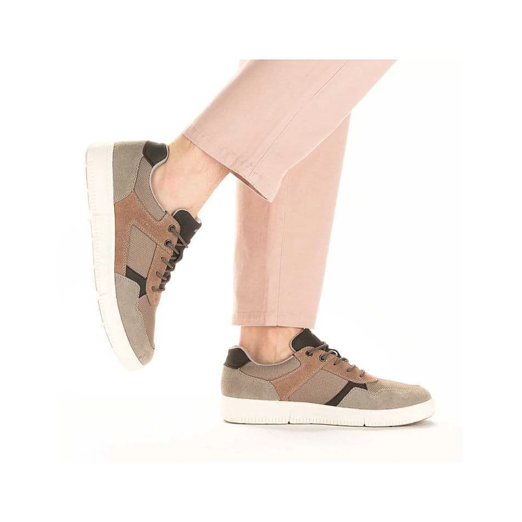 Rieker Business Shoes-Men'S Sneaker Low Platinum Gray-Nut Brown