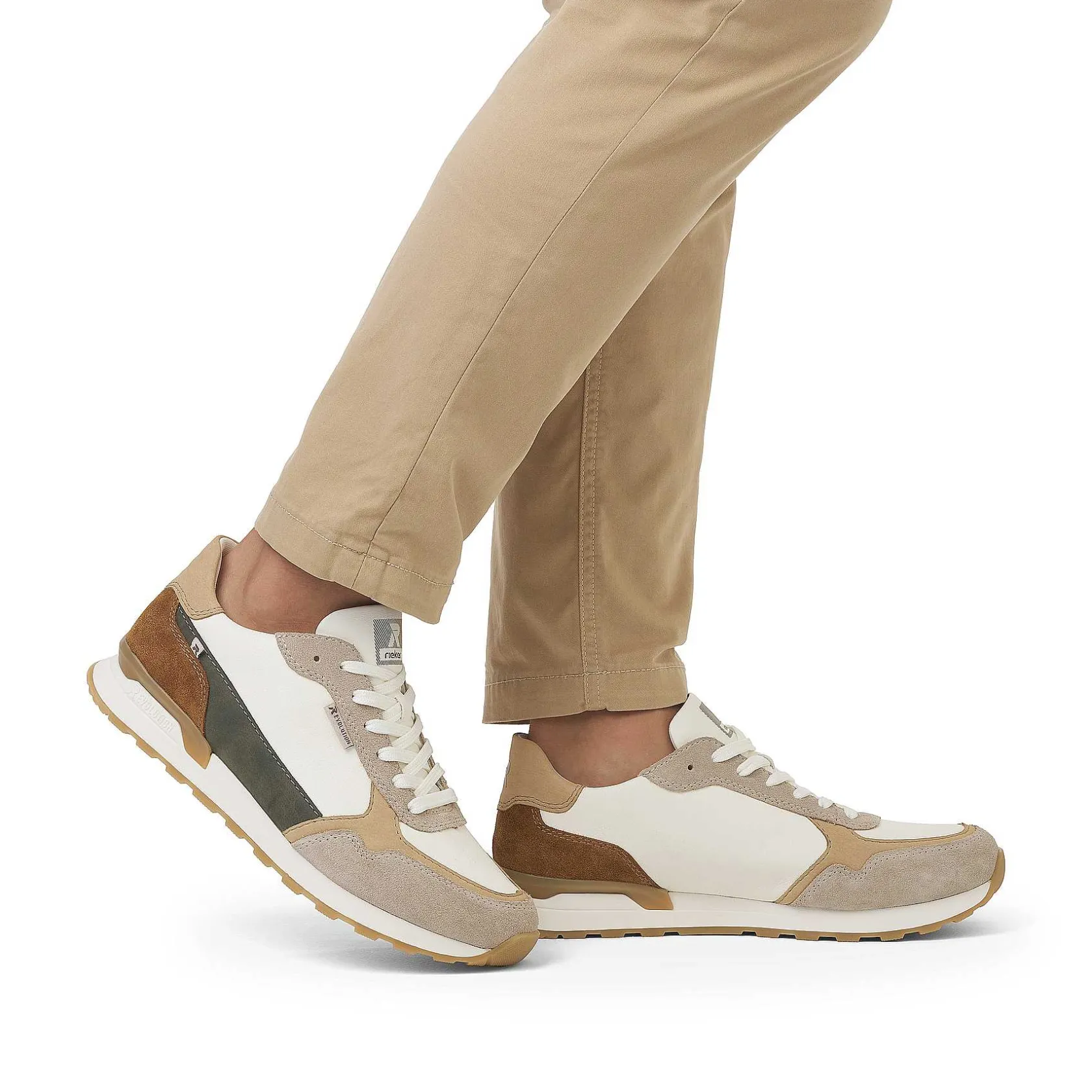 Rieker Sneakers-Men'S Sneaker Low Sand-Beige Swan-White