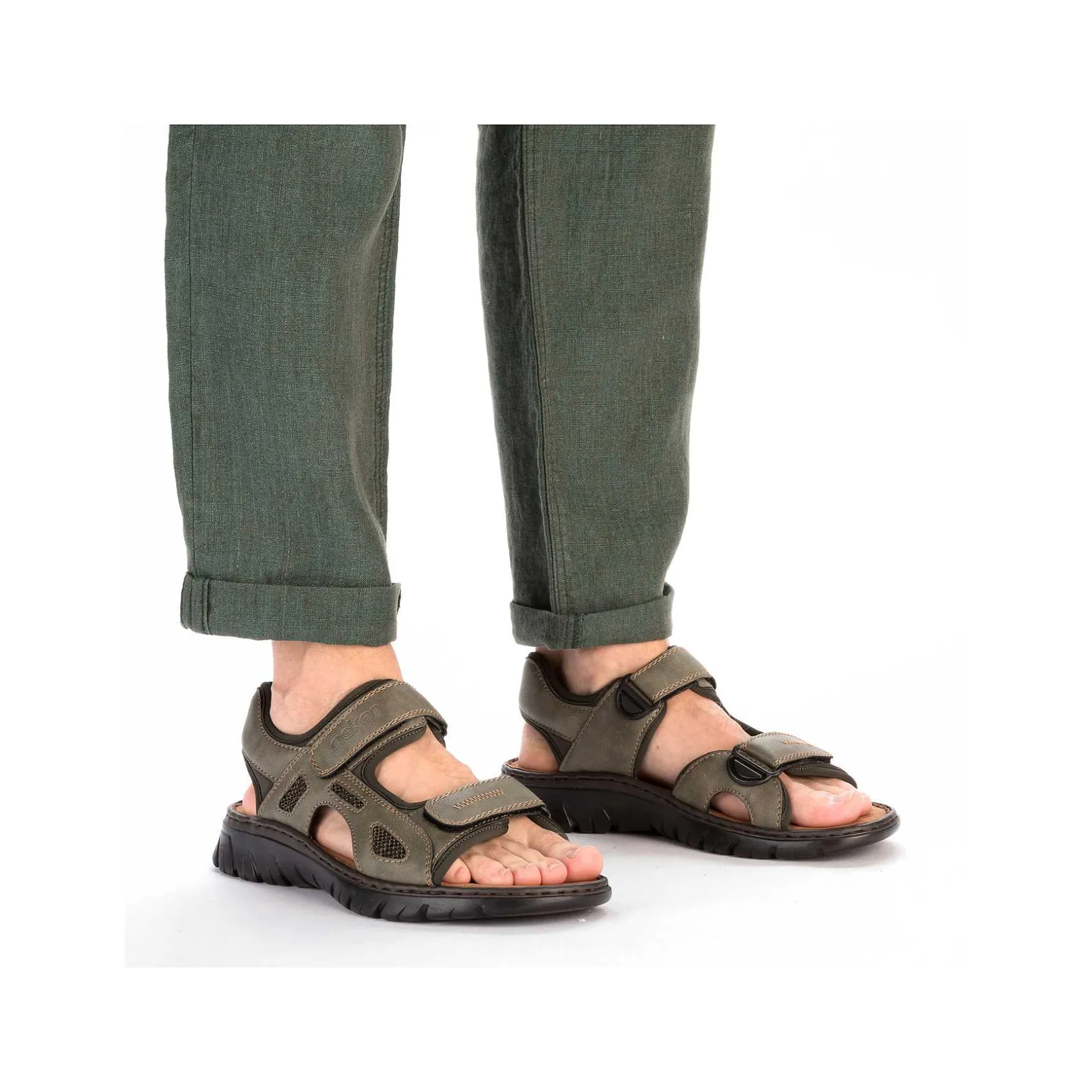Rieker Summer Shoes-Men'S Trekking Sandals Green Gray
