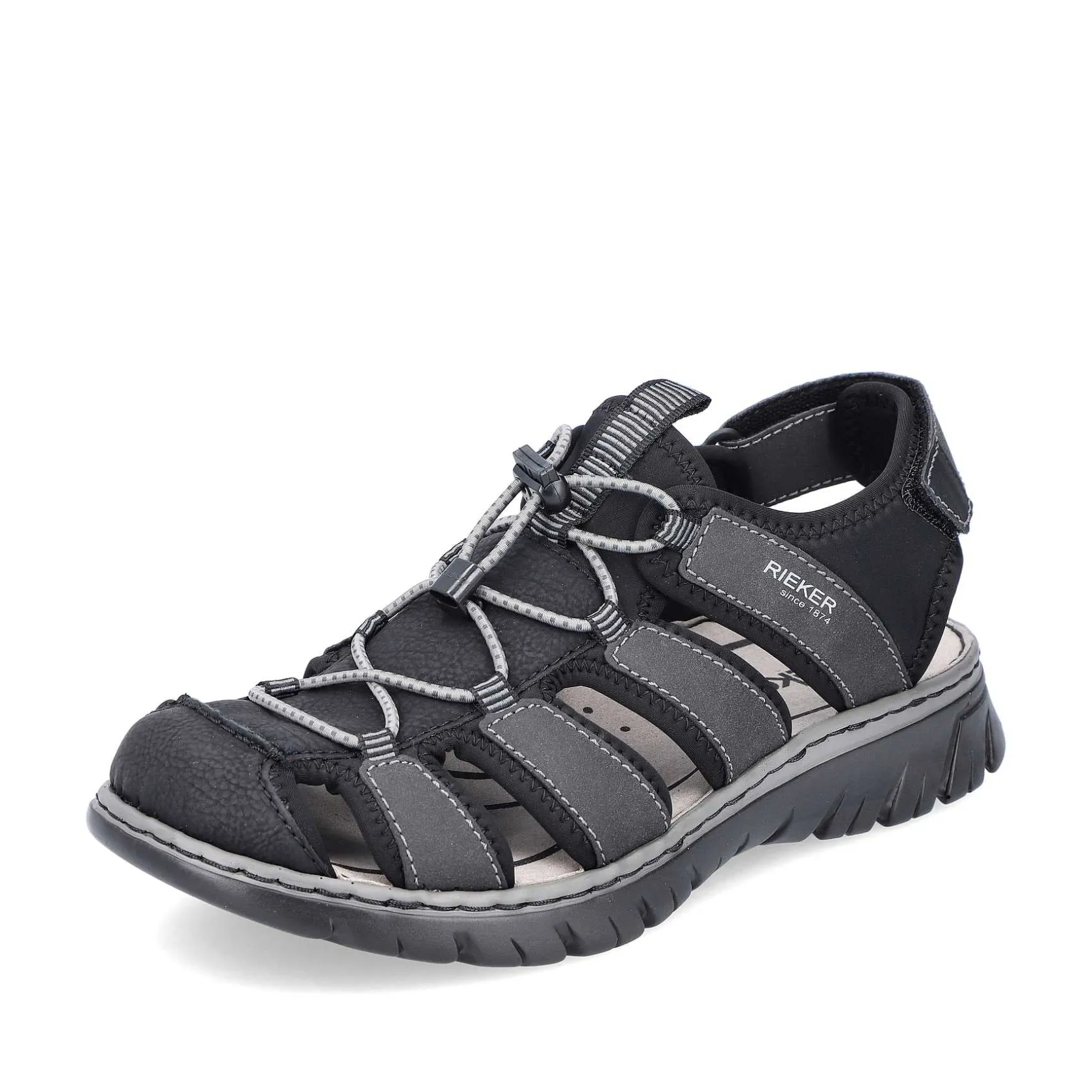 Rieker Summer Shoes-Men'S Trekking Sandals Graphite Black