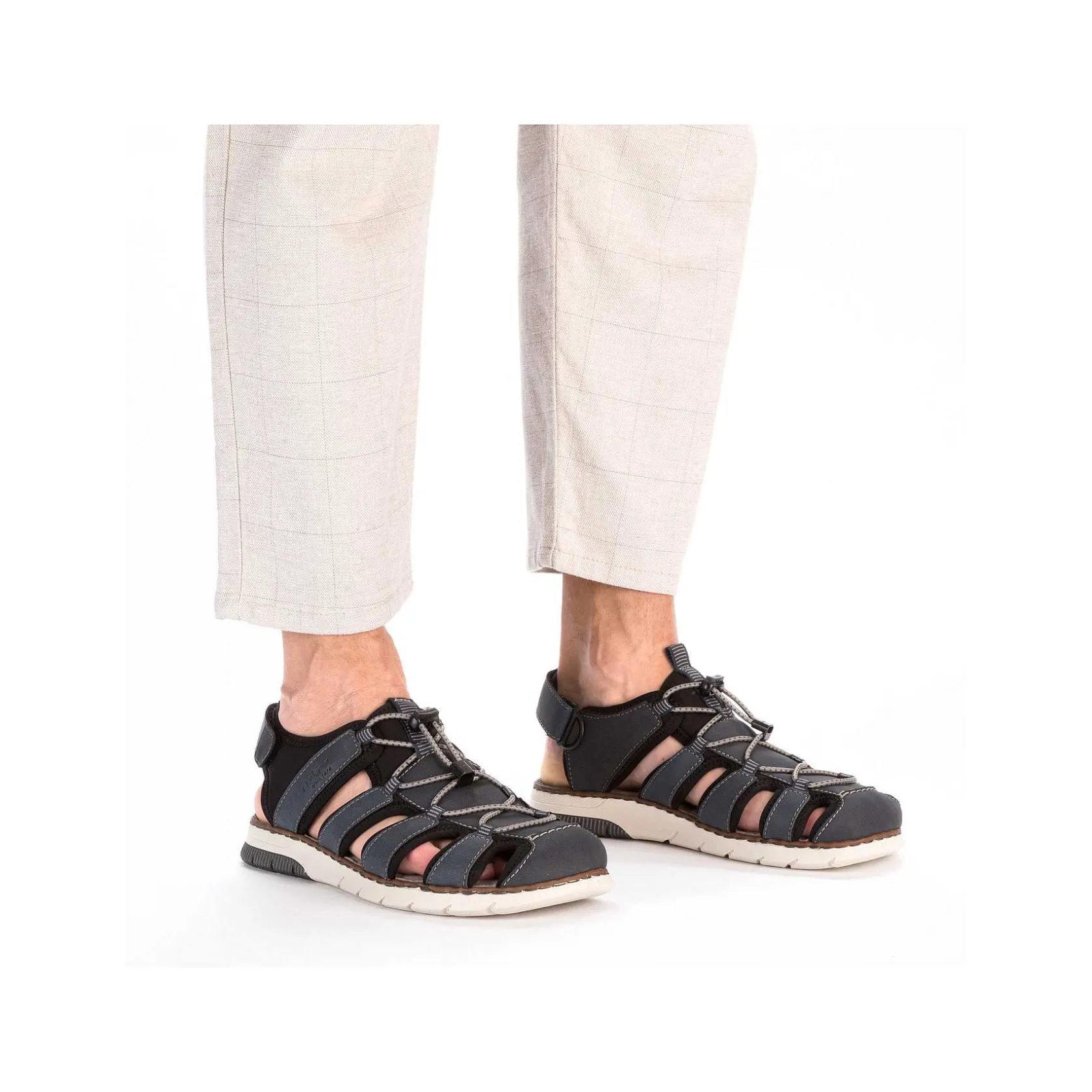 Rieker Summer Shoes-Men'S Trekking Sandals Steel Blue