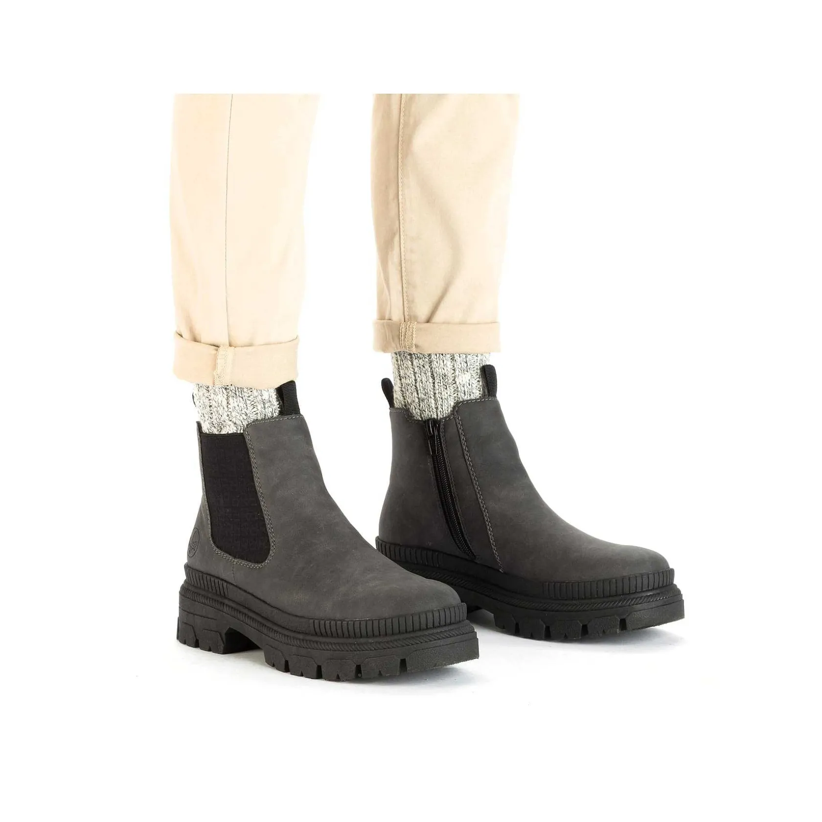 Rieker Ankle Boots & Boots-Women'S Chelsea Boots Granite Gray-Black