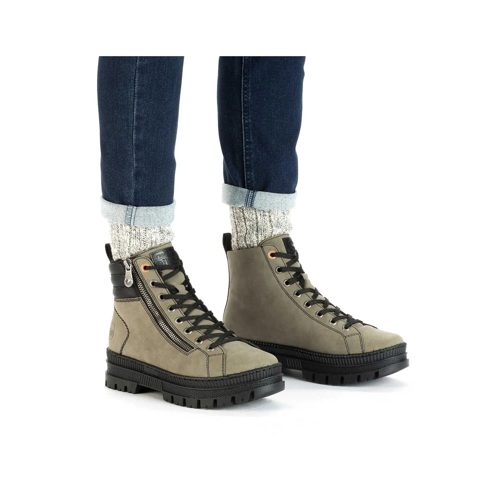 Rieker Ankle Boots & Boots-Women'S Corded Boots Grey-Green-Black