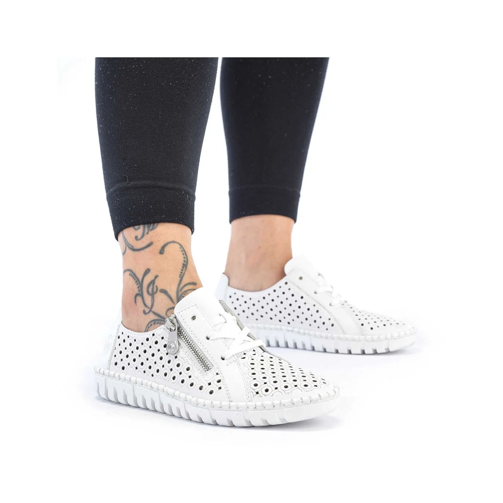 Rieker Summer Shoes-Women'S Laced Shoes Pearl White