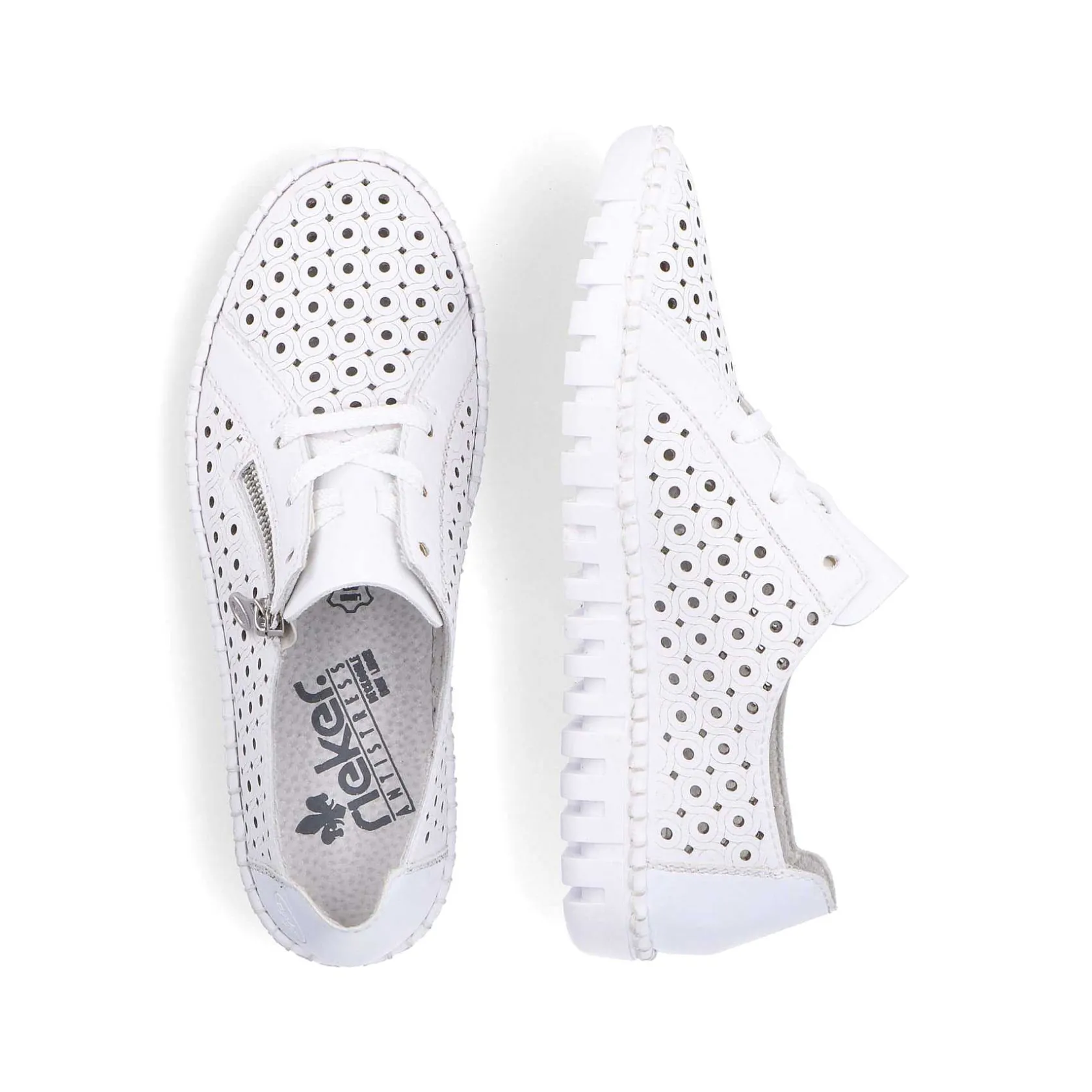 Rieker Summer Shoes-Women'S Laced Shoes Pearl White
