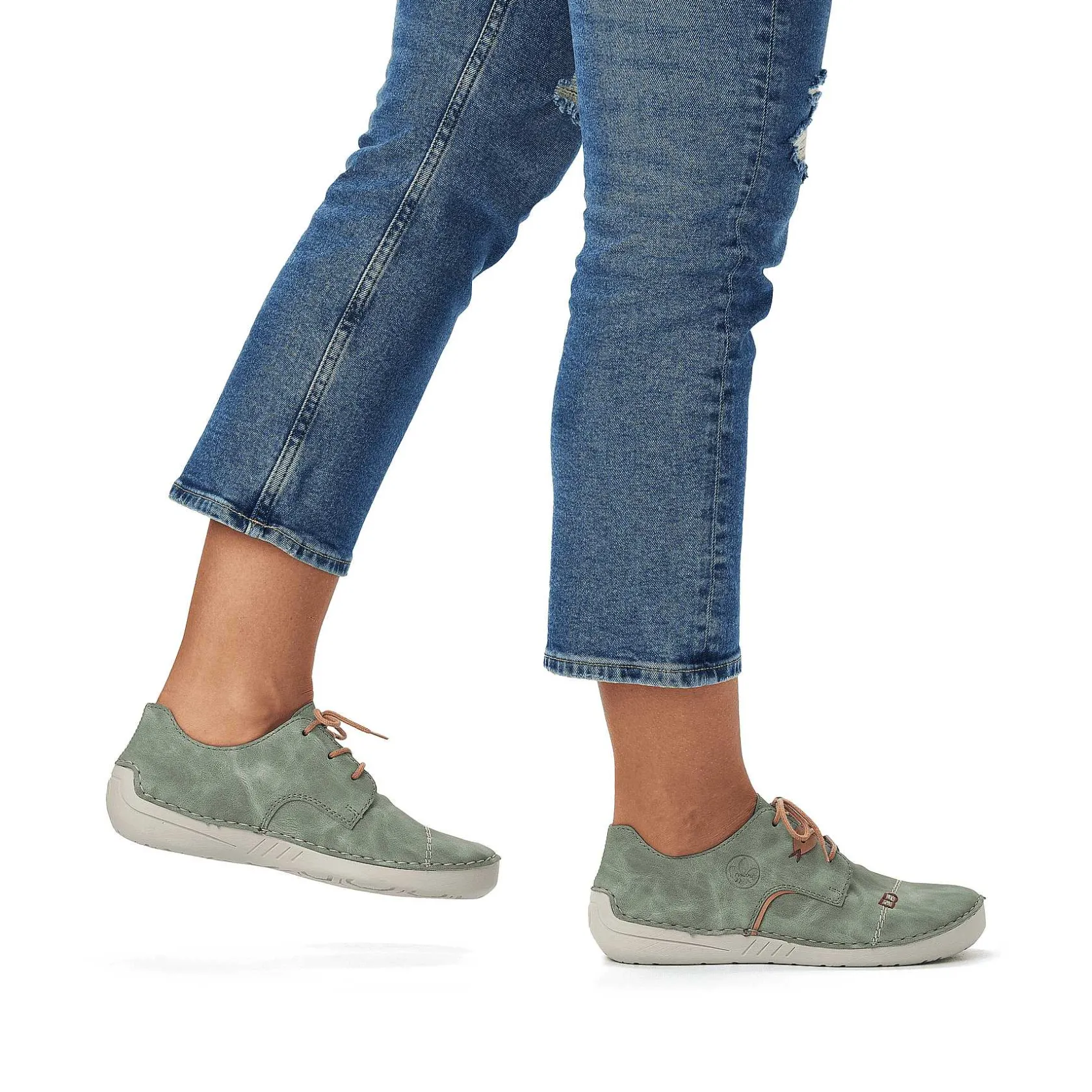Rieker Low Shoes & Slippers-Women'S Lace-Up Shoes Green Gray