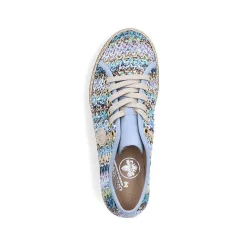 Rieker Summer Shoes-Women'S Lace-Up Shoes Multi-Sky Blue