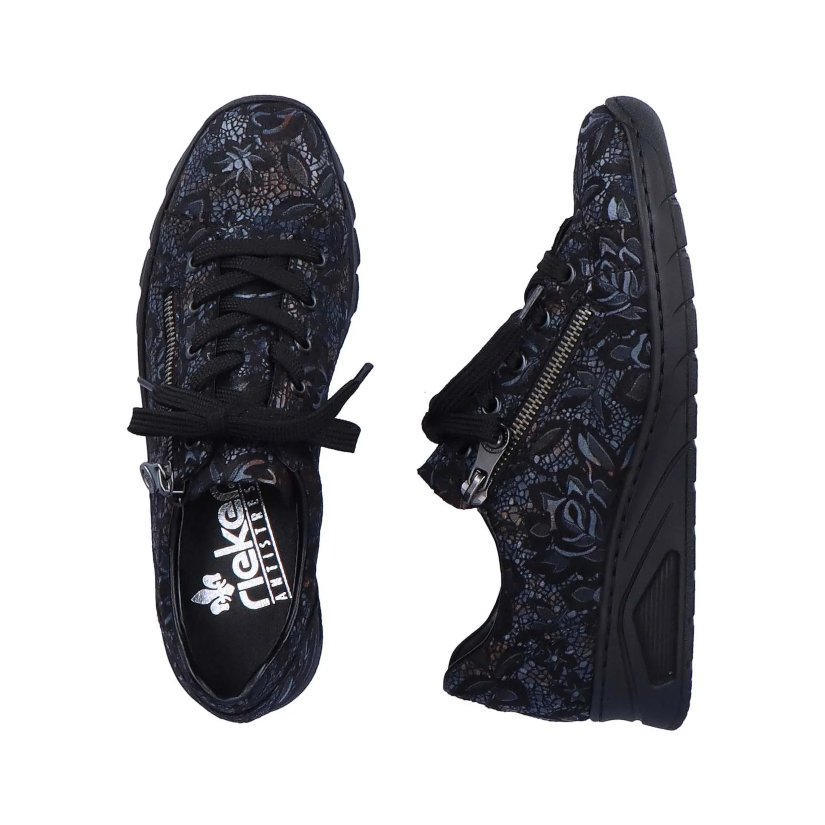 Rieker Low Shoes & Slippers-Women'S Lace-Up Shoes Black Metallic