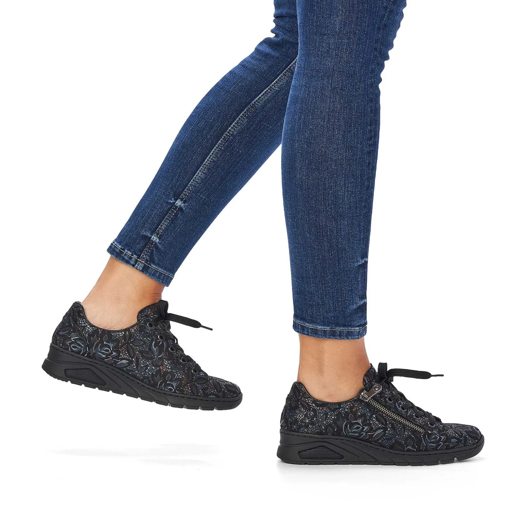 Rieker Low Shoes & Slippers-Women'S Lace-Up Shoes Black Metallic