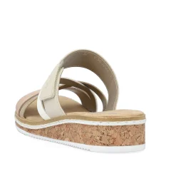 Rieker Summer Shoes-Women'S Mules Beige-Metallic-Rose