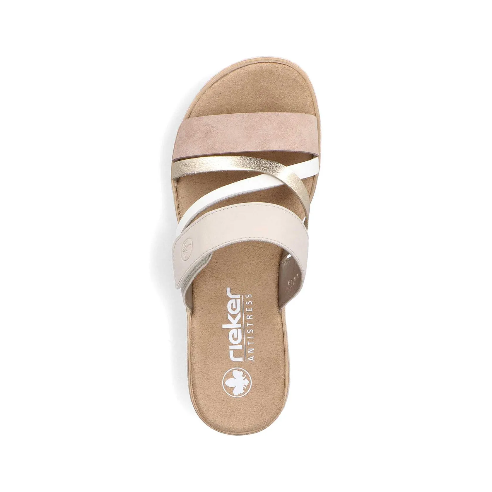 Rieker Summer Shoes-Women'S Mules Beige-Metallic-Rose