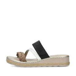 Rieker Mules & Slippers-Women'S Mules Brown Beige-Cream White-Black