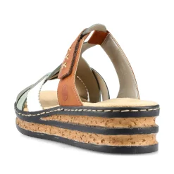 Rieker Mules & Slippers-Women'S Mules Chocolate Brown-Mint Green-White