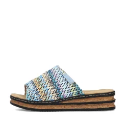 Rieker Summer Shoes-Women'S Mules Multi-Sky Blue