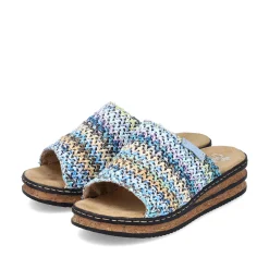 Rieker Summer Shoes-Women'S Mules Multi-Sky Blue