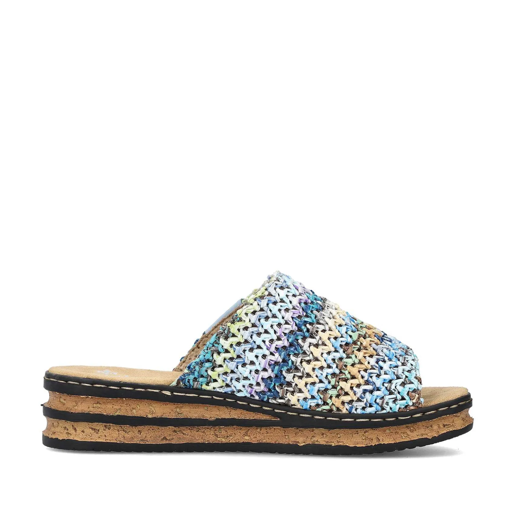 Rieker Summer Shoes-Women'S Mules Multi-Sky Blue