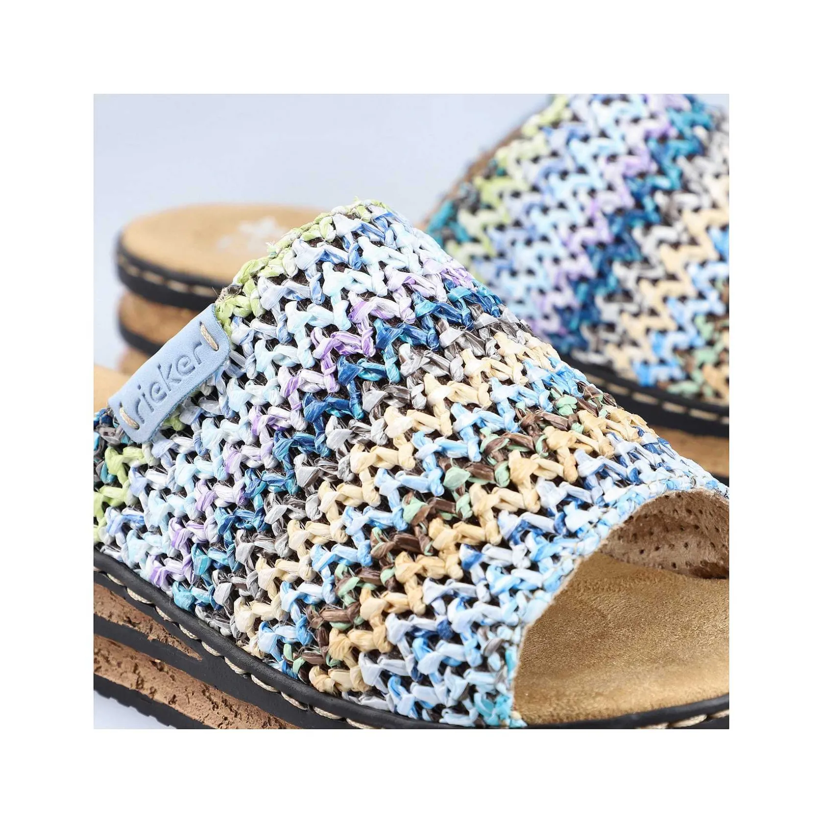 Rieker Summer Shoes-Women'S Mules Multi-Sky Blue