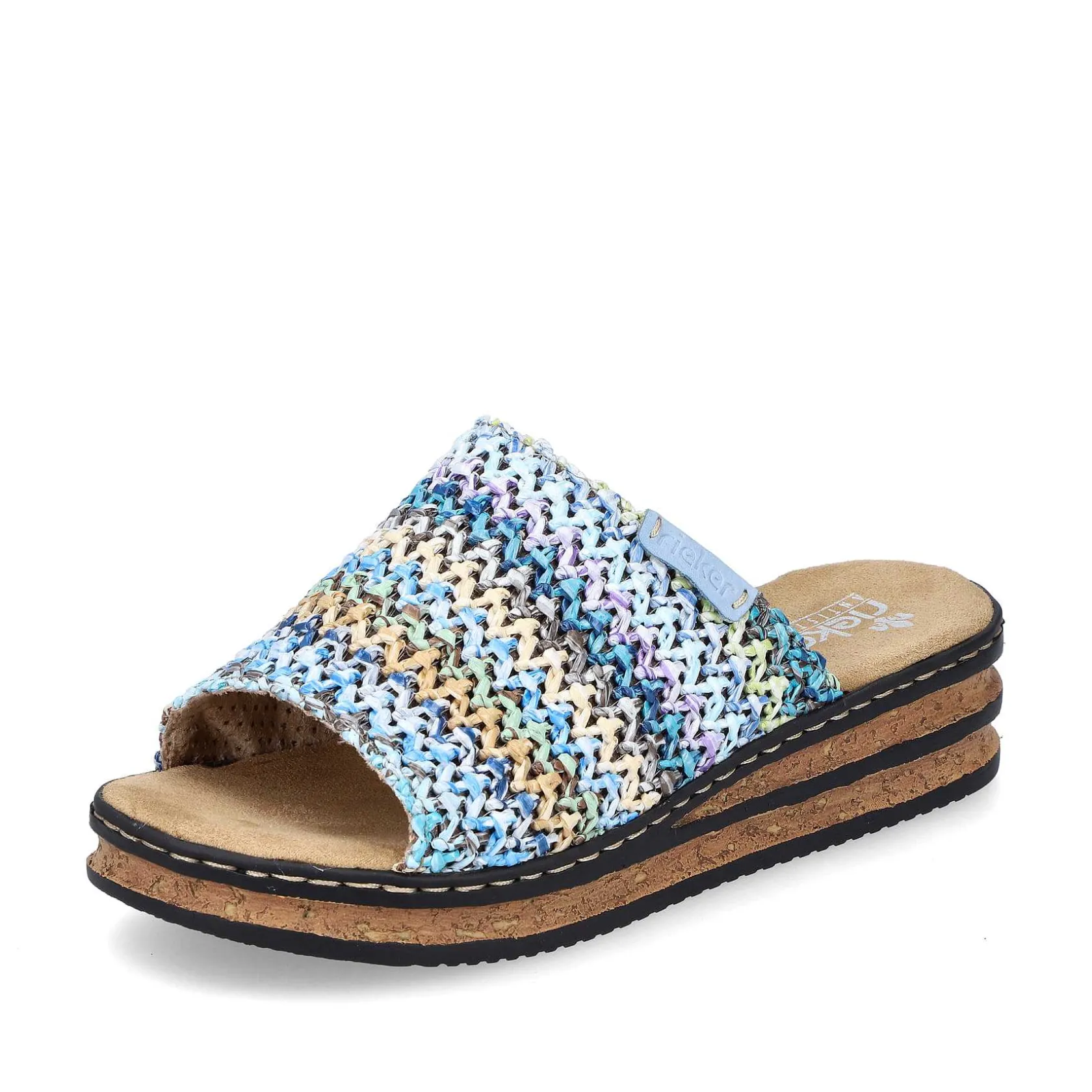 Rieker Summer Shoes-Women'S Mules Multi-Sky Blue