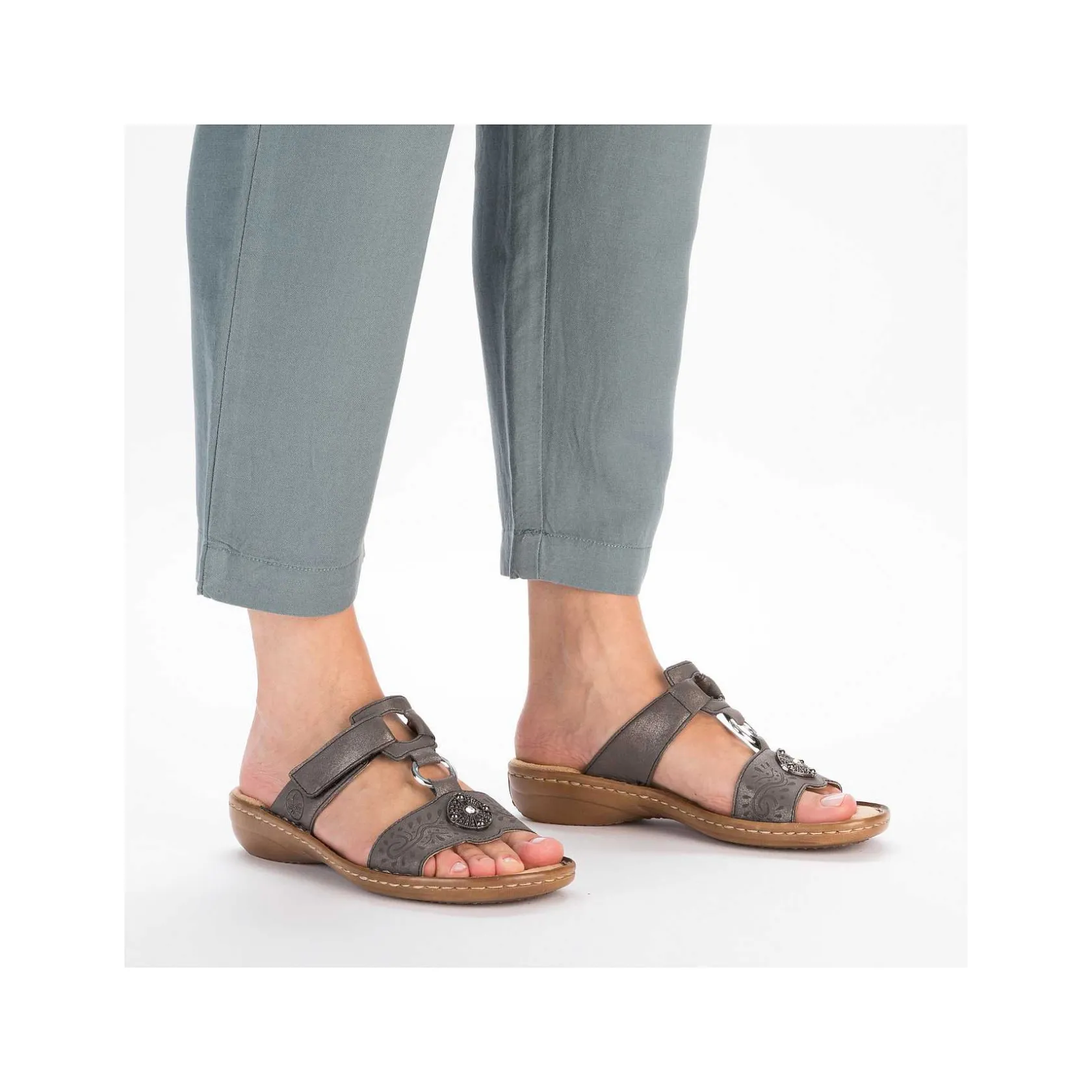 Rieker Mules & Slippers-Women'S Mules Platinum Gray