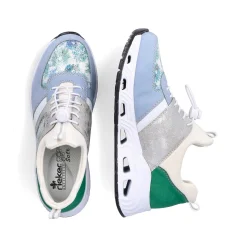 Rieker Colorful Styles-Women'S Slippers Baby Blue-Cream White
