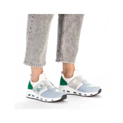 Rieker Colorful Styles-Women'S Slippers Baby Blue-Cream White