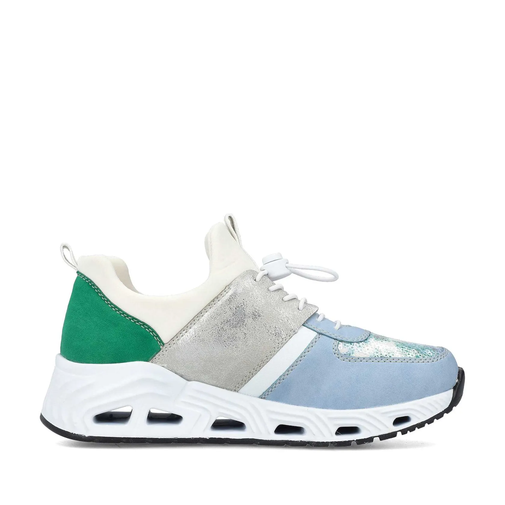 Rieker Colorful Styles-Women'S Slippers Baby Blue-Cream White