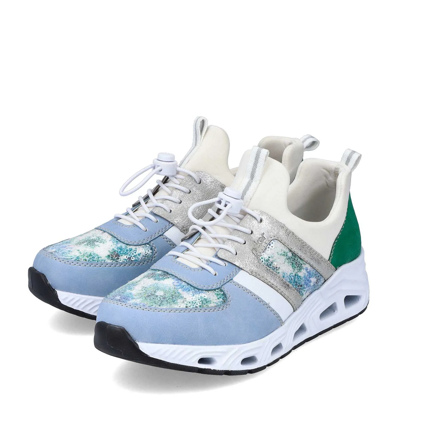 Rieker Colorful Styles-Women'S Slippers Baby Blue-Cream White